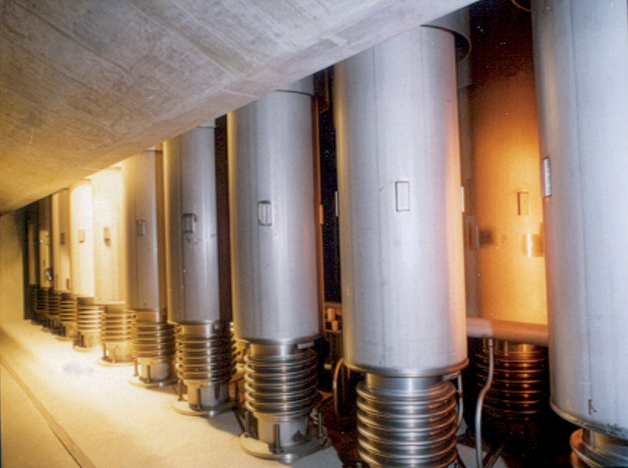 Partie basse des tubes d’entreposage de colis de déchets HA